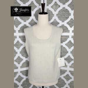 Liz Claiborne Liz Sport Women's NWT Gold Threaded Sleeveless Sweater Size L